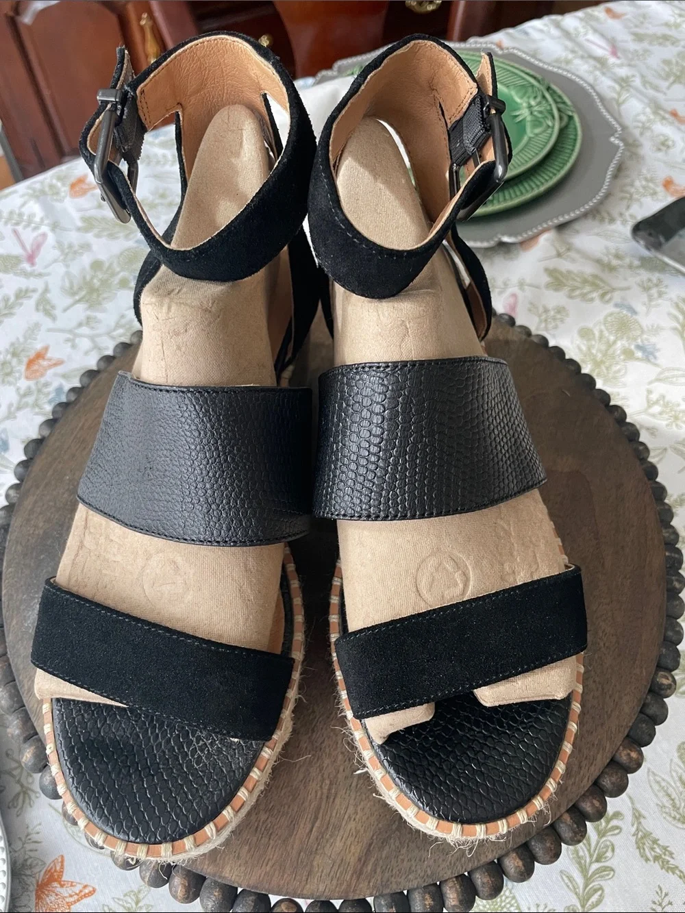 Crown Vintage Daylen Espadrille Wedge Ankle Strap Leather Sandals Size 7M